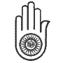Erhobene Hand als Jainismus-Symbol